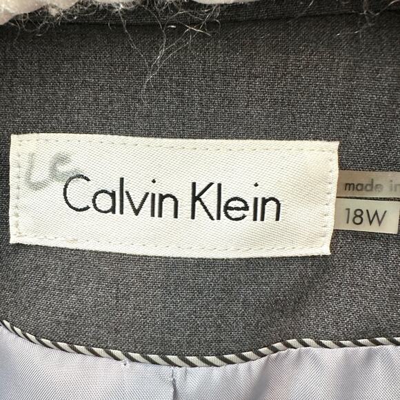CALVIN KLEIN | Plus Size Heather Gray Classic Professional Button Blazer | 18W - Picture 5 of 6